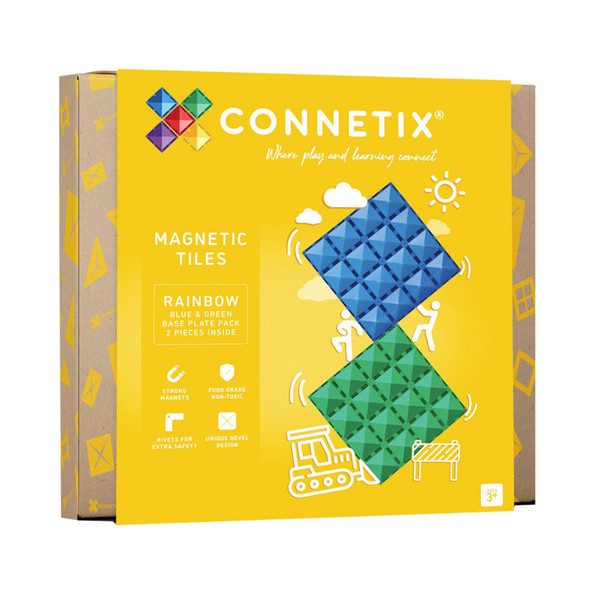 Magnetic Tiles Rainbow Blue & Green Base Plate, 2 Pieces Magnetic Tiles Rainbow Blue & Green Base Plate, 2 Pieces