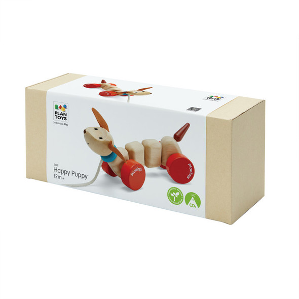 Happy Puppy Wooden Pull Toy