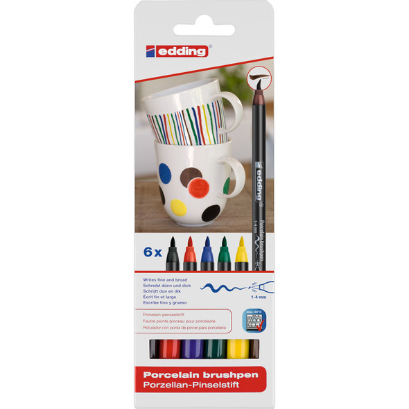 4200 Series Porcelain Brush Pen, Family Colors, Set of 6