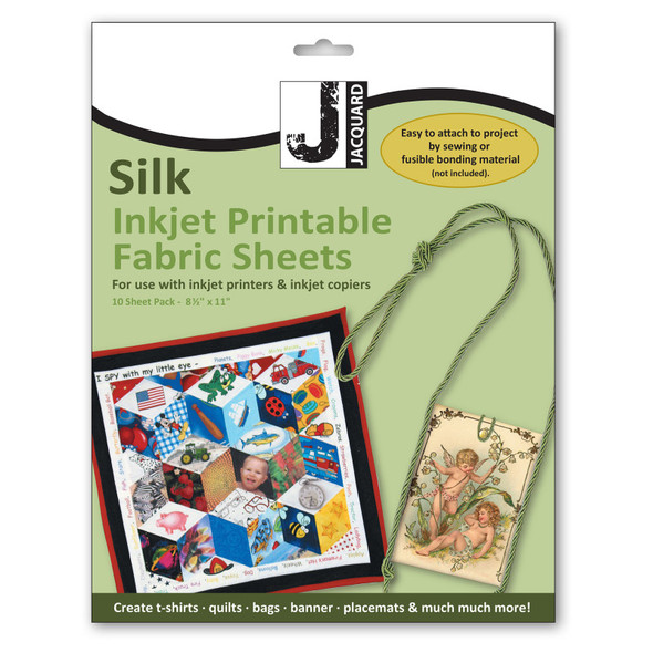 Silk Inkjet Printable Fabric Sheets, 8.5" x 11", Pack of 10