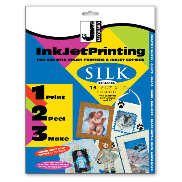 Silk Inkjet Printable Fabric Sheets, 8.5" x 11", Pack of 15