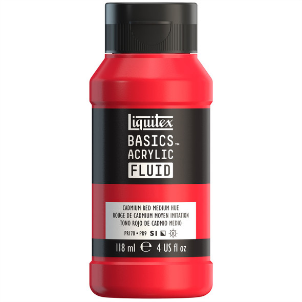 LQ BASICS Acrylic Fluid 118ml Bottle -  Cadmium Red Medium Hue LQ BASICS Acrylic Fluid 118ml Bottle -  Cadmium Red Medium Hue