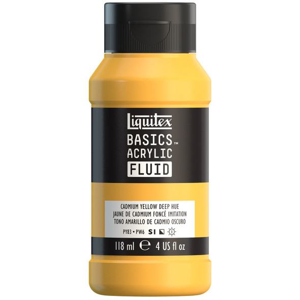 LQ BASICS Acrylic Fluid 118ml Bottle -  Cadmium Yellow Deep Hue LQ BASICS Acrylic Fluid 118ml Bottle -  Cadmium Yellow Deep Hue