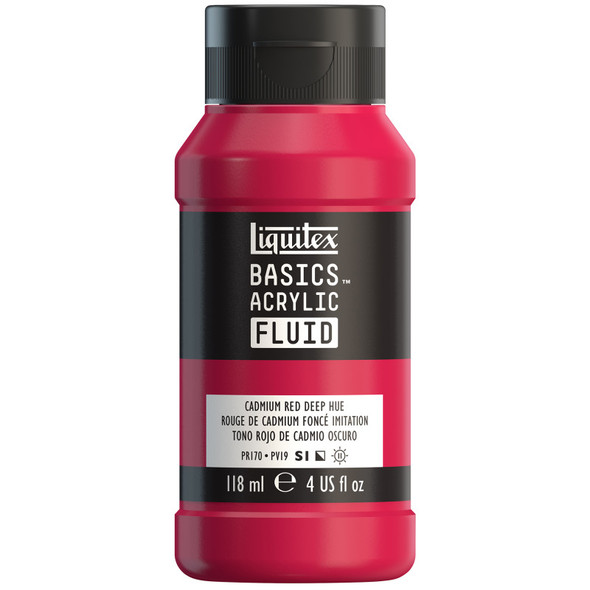 LQ BASICS Acrylic Fluid 118ml Bottle -  Cadmium Red Deep Hue LQ BASICS Acrylic Fluid 118ml Bottle -  Cadmium Red Deep Hue