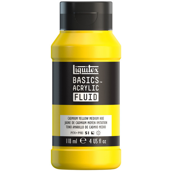 LQ BASICS Acrylic Fluid 118ml Bottle -  Cadmium Yellow Medium Hue LQ BASICS Acrylic Fluid 118ml Bottle -  Cadmium Yellow Medium Hue