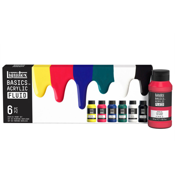 LQ BASICS Acrylic Fluid - 6 x 118ml Bottle Set LQ BASICS Acrylic Fluid - 6 x 118ml Bottle Set