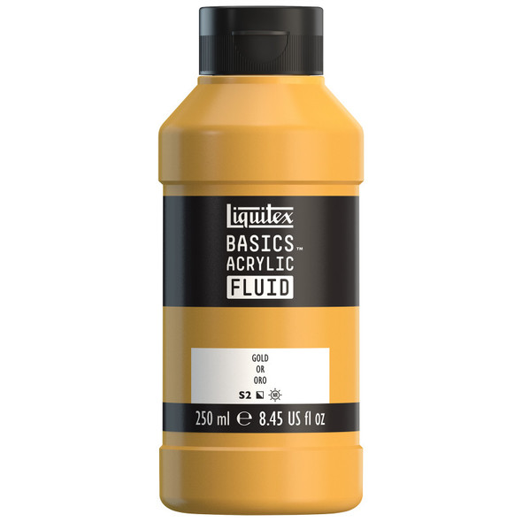 LQ BASICS Acrylic Fluid 250ml Bottle -  Gold LQ BASICS Acrylic Fluid 250ml Bottle -  Gold