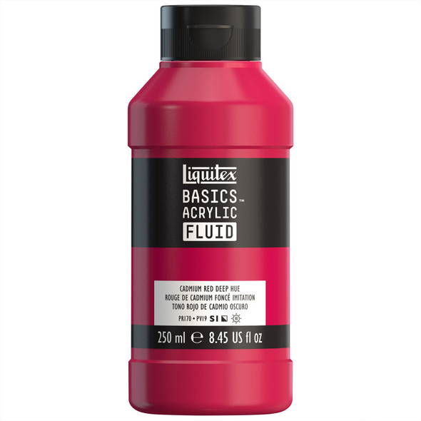 LQ BASICS Acrylic Fluid 250ml Bottle -  Cadmium Red Deep Hue LQ BASICS Acrylic Fluid 250ml Bottle -  Cadmium Red Deep Hue
