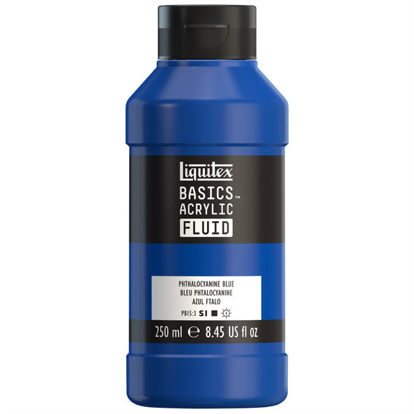 LQ BASICS Acrylic Fluid 250ml Bottle -  Phthalocyanine Blue LQ BASICS Acrylic Fluid 250ml Bottle -  Phthalocyanine Blue