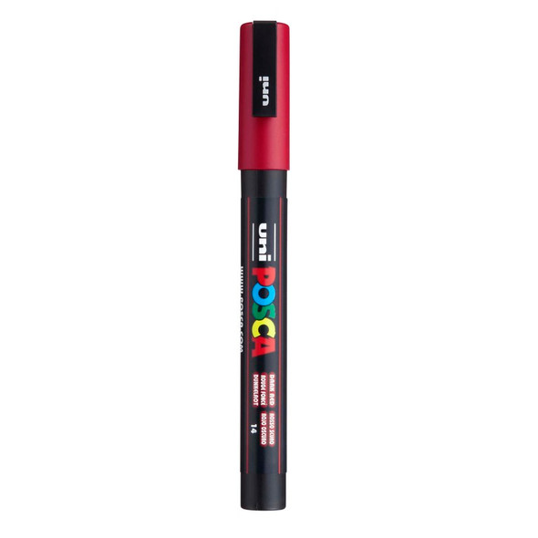 uni® POSCA PC-3M Water-Based Paint Markers, Reversible Fine Tip (0.9-1.3mm), Dark Red