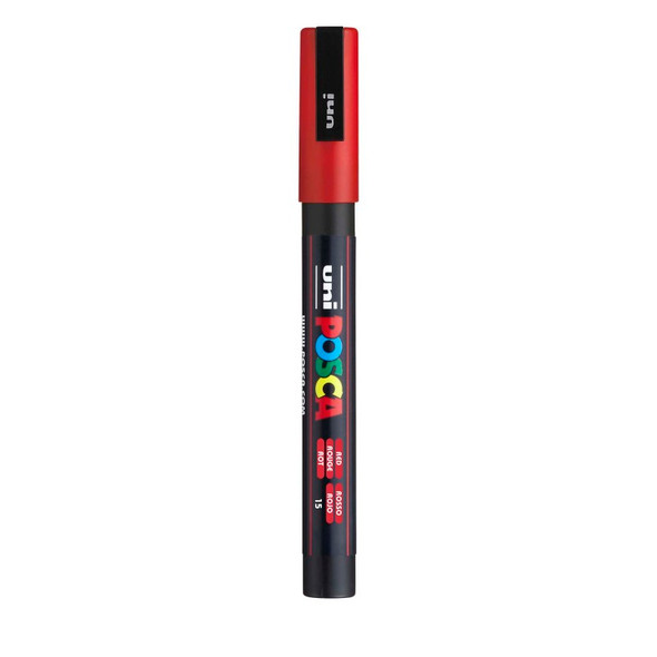 uni® POSCA PC-3M Water-Based Paint Markers, Reversible Fine Tip (0.9-1.3mm), Red