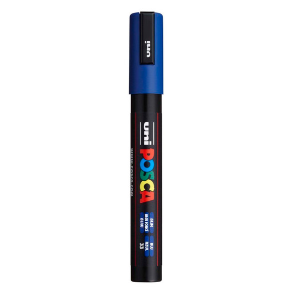 uni® POSCA PC-5M Water-Based Paint Markers, Reversible Medium Tip (1.8-2.5mm), Blue