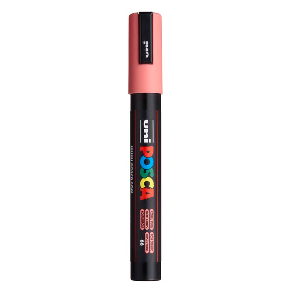 uni® POSCA PC-5M Water-Based Paint Markers, Reversible Medium Tip (1.8-2.5mm), Coral Pink