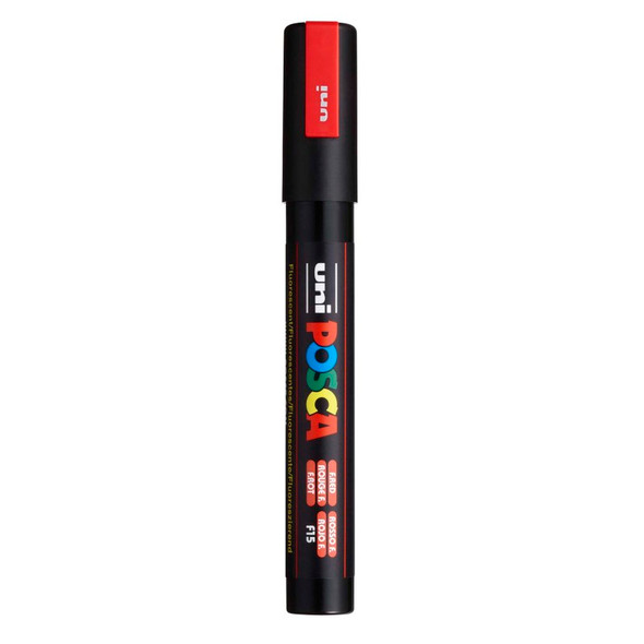 uni® POSCA PC-5M Water-Based Paint Markers, Reversible Medium Tip (1.8-2.5mm), Fluorescent Red