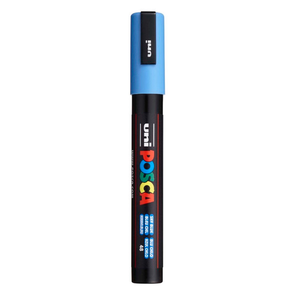 uni® POSCA PC-5M Water-Based Paint Markers, Reversible Medium Tip (1.8-2.5mm), Sky Blue
