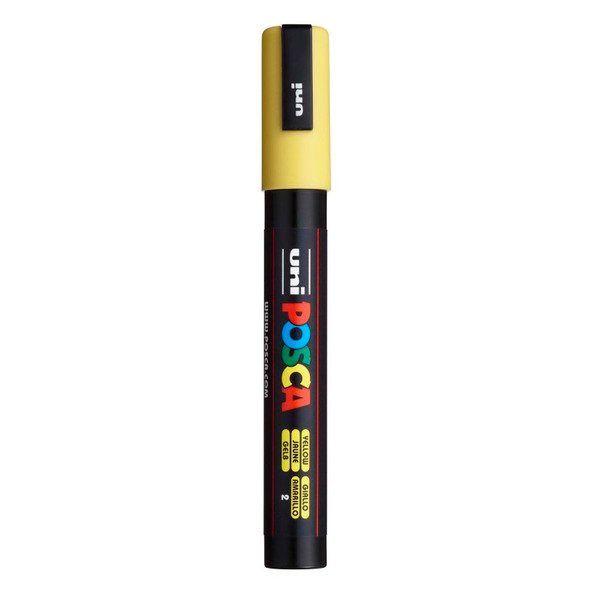 uni® POSCA PC-5M Water-Based Paint Markers, Reversible Medium Tip (1.8-2.5mm), Yellow