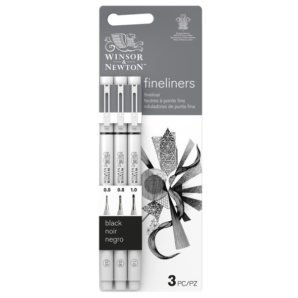 WN FineLiner - Black - Set of 3 - Assorted - Fine (0.5, 0.8, 1.0)