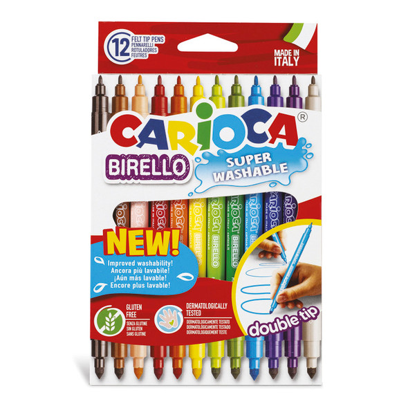 Birello Double Tip Washable Felt Tip Pens - 12 Pieces Birello Double Tip Washable Felt Tip Pens - 12 Pieces