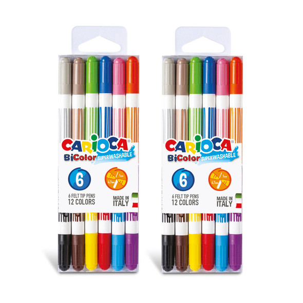 BiColor Washable Felt Tip Pens, 6 Per Pack, 2 Packs BiColor Washable Felt Tip Pens, 6 Per Pack, 2 Packs
