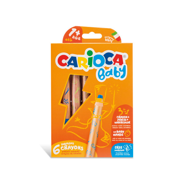 BABY Crayons 3 in 1 + Sharpener - 6 Pieces BABY Crayons 3 in 1 + Sharpener - 6 Pieces