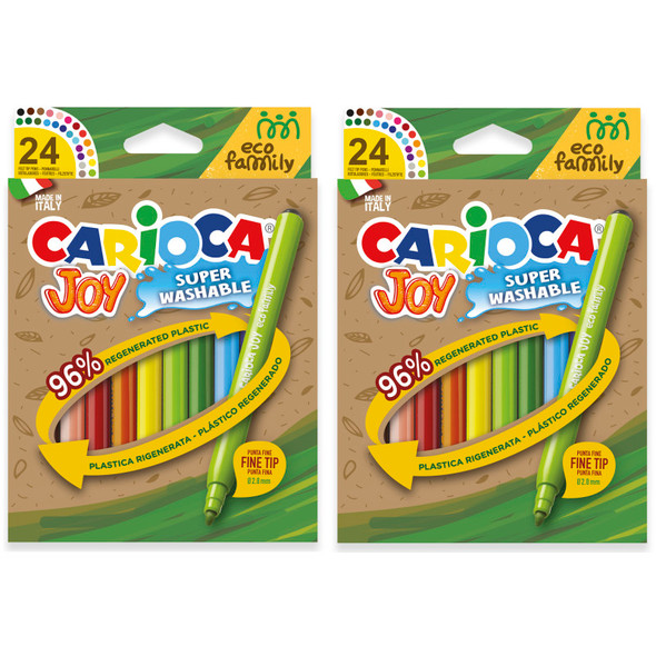 Eco Family Joy Fine Tip Washable Felt Tip Pens, 24 Per Pack, 2 Packs