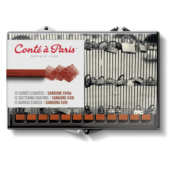 Carrés Esquisse Sketching Pastel Crayons, Sanguine (2450), Set of 12