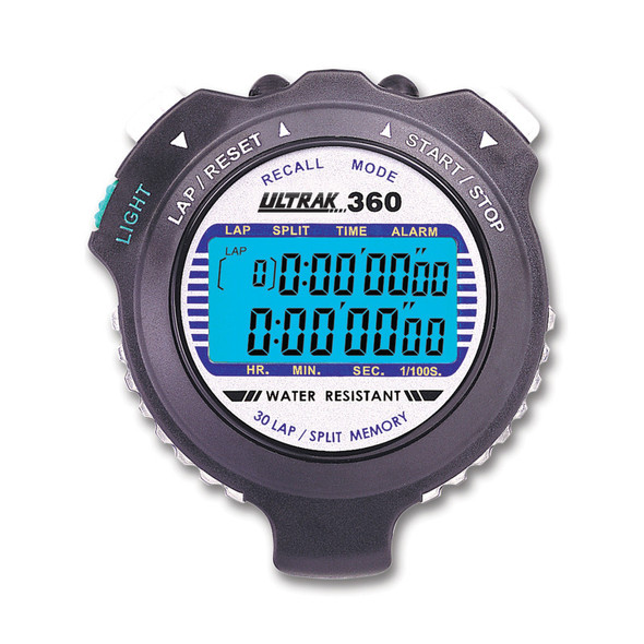 360 LED Backlight 30 Memory Stopwatch, Black