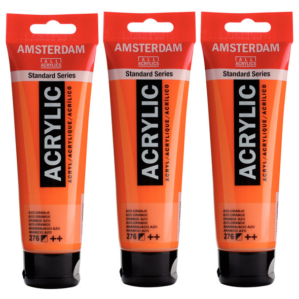 Standard Acrylic Paint, 120ml, Azo Orange 276, Pack of 3