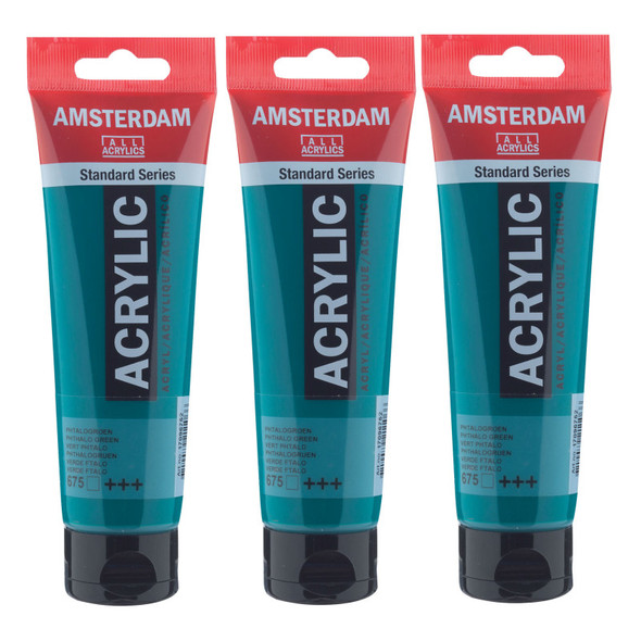 Standard Acrylic Paint, 120ml, Phthalo Green 675, Pack of 3