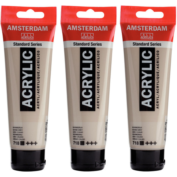 Standard Acrylic Paint, 120ml, Warm Grey 718, Pack of 3