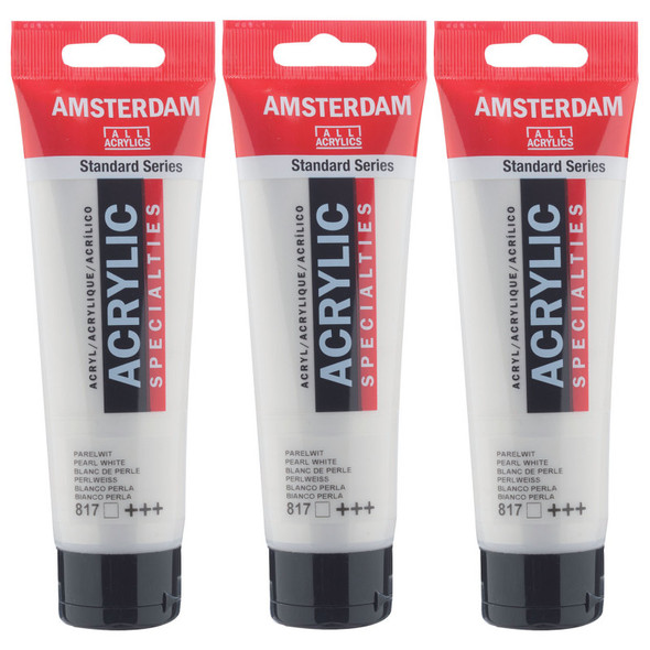 Standard Acrylic Paint, 120ml, Pearl White 817, Pack of 3