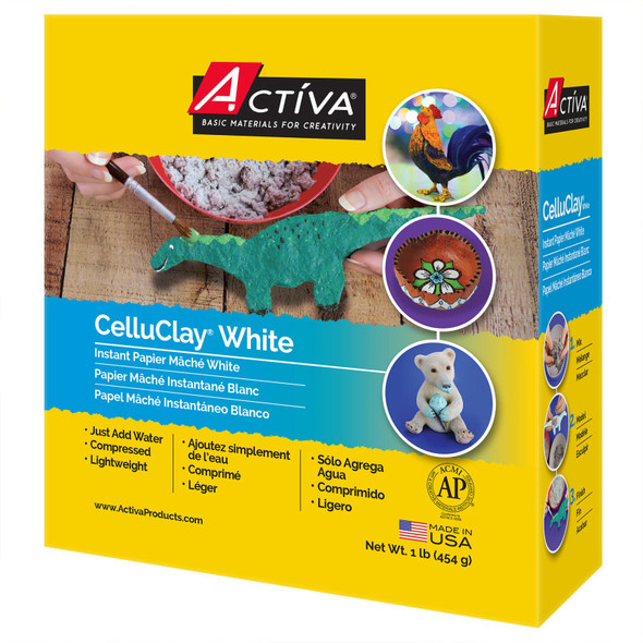 CelluClay® Instant Paper Mâché, Dries White, 1 lb