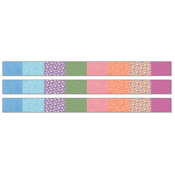 Crafty and Cool Patchwork Straight Bulletin Board Borders, 36 Feet Per Pack, 3 Packs
