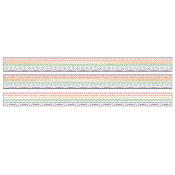 Crafty and Cool Rainbow Stitched Straight Bulletin Board Borders, 36 Feet Per Pack, 3 Packs