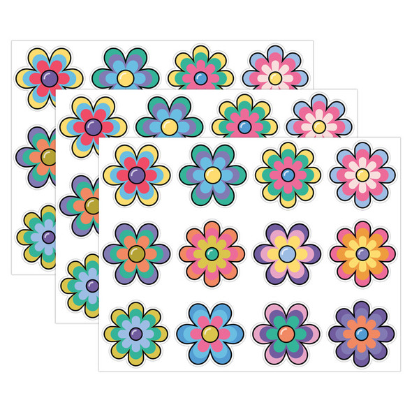 Happily Ever Elementary Retro Remix Jumbo Flowers Cutouts, 12 Per Pack, 3 Packs