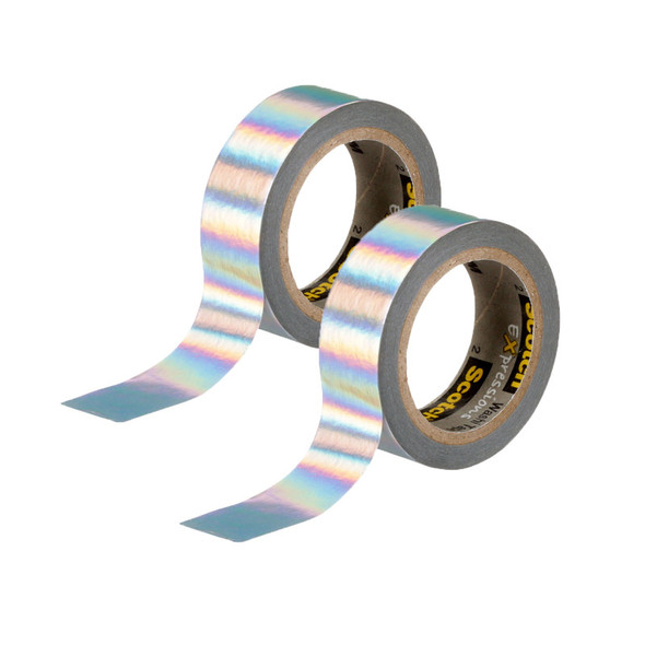Expressions Washi Tape, .59" x 275", Iridescent White, Pack of 2