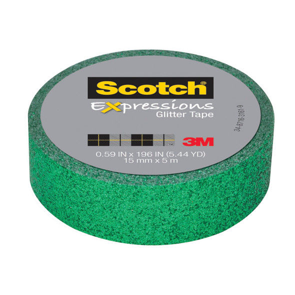 Expressions Glitter Tape, .59" x 196", Dark Green Glitter