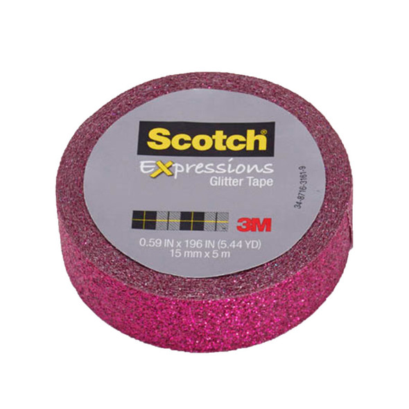 Expressions Glitter Tape, .59" x 196", Hot Pink