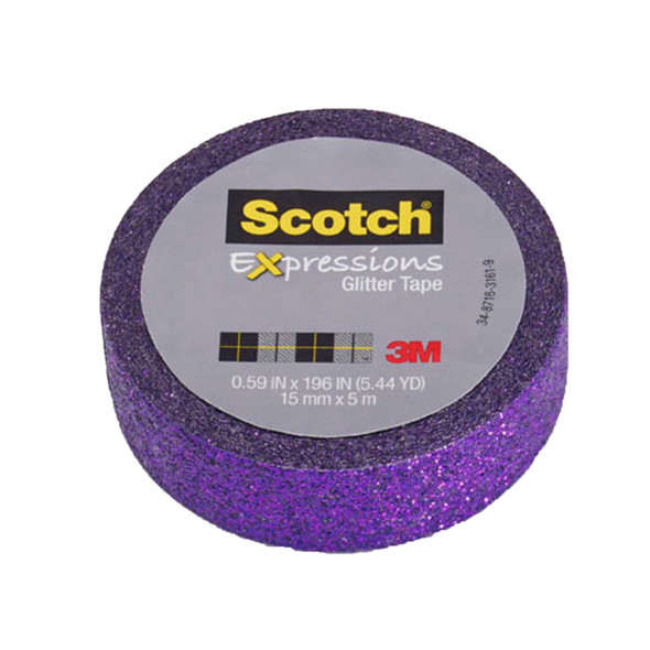 Expressions Glitter Tape, .59" x 196", Bright Violet