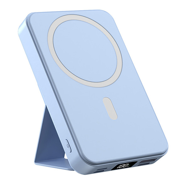 10,000mAh Magnetic Wireless Charge Power Bank with Foldable Stand, Blue