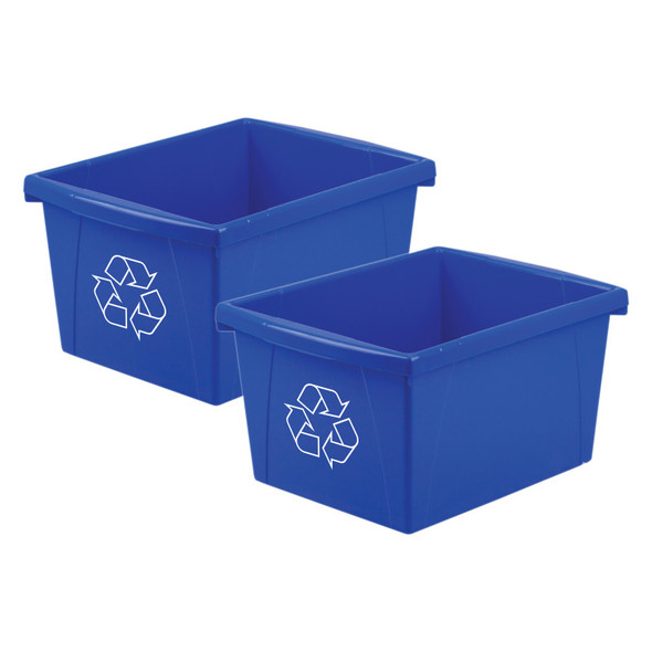 4 Gallon Recycling Bin, Blue, Pack of 2