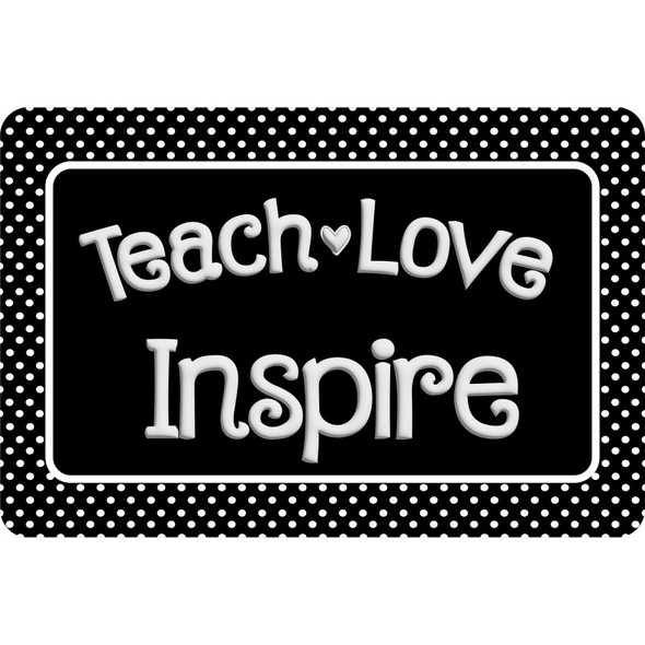 The Original Fun Mat® Computer Mouse Pad, 11.75x8 in, Teacher Inspiration, Teach Love Inspire, Black and White Dots Pattern