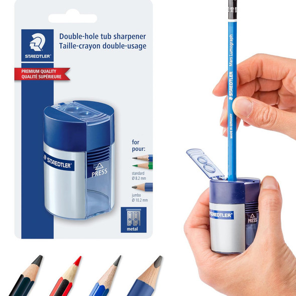 Personal Pencil Sharpener, Dual-Size, Safety Lock Lid