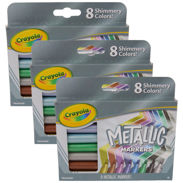 Metallic Markers, 8 Per Pack, 3 Packs