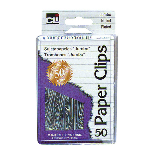 Jumbo Paper Clips, Pack of 50, Silver