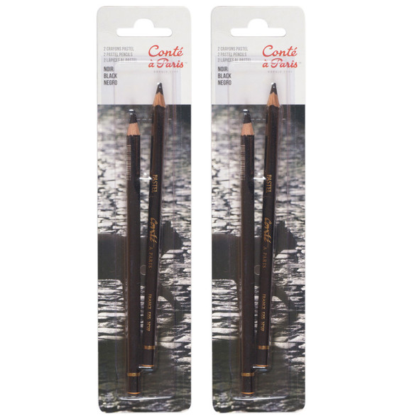 Pastel Pencils, Black, 2 Per Pack, 2 Packs