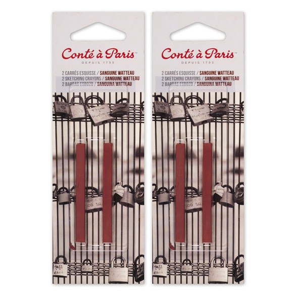 Carrés Esquisse Sketching Pastel Crayons, Sanguine Watteau (2452), 2 Per Pack, 2 Packs
