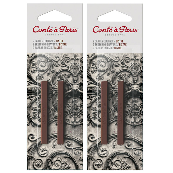 Carrés Esquisse Sketching Pastel Crayons, Bistre (2340-01), 2 Per Pack, 2 Packs