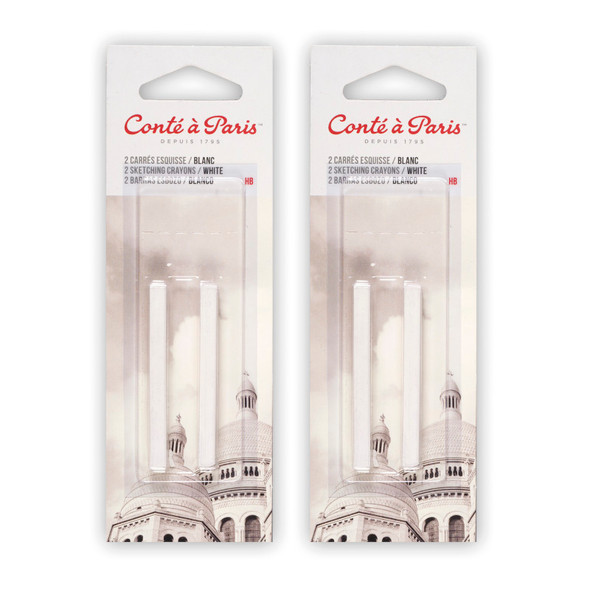 Carrés Esquisse Sketching Pastel Crayons, White HB, 2 Per Pack, 2 Packs