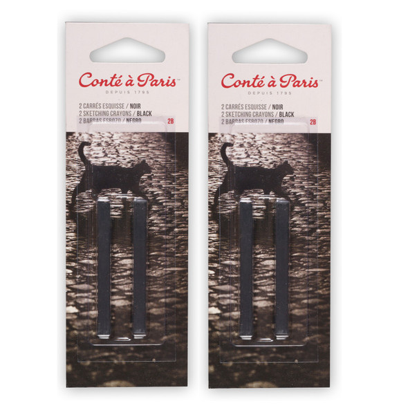 Carrés Esquisse Sketching Pastel Crayons, Black 2B, 2 Per Pack, 2 Packs